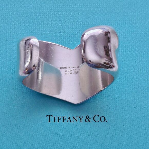🧧SOLD🎋RARE Vintage 1979 Tiffany & Co. Elsa Peretti Libra Cuff Silver Bracelet - Picture 2 of 9